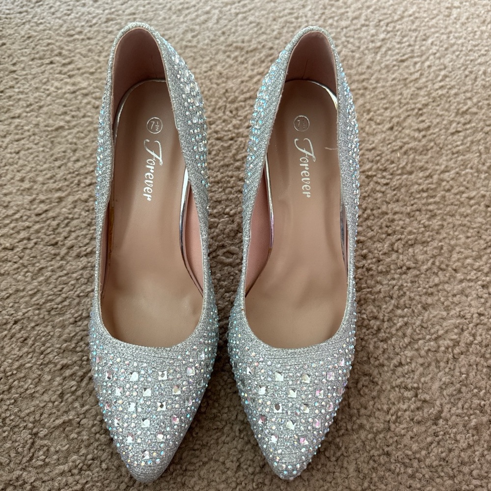 Forever 21 Sparkling Silver Heels